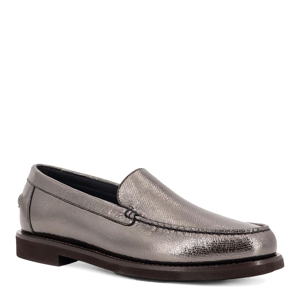 SILVER LEATHER PENNY LOAFERS