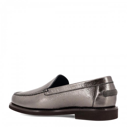 SILVER LEATHER PENNY LOAFERS
