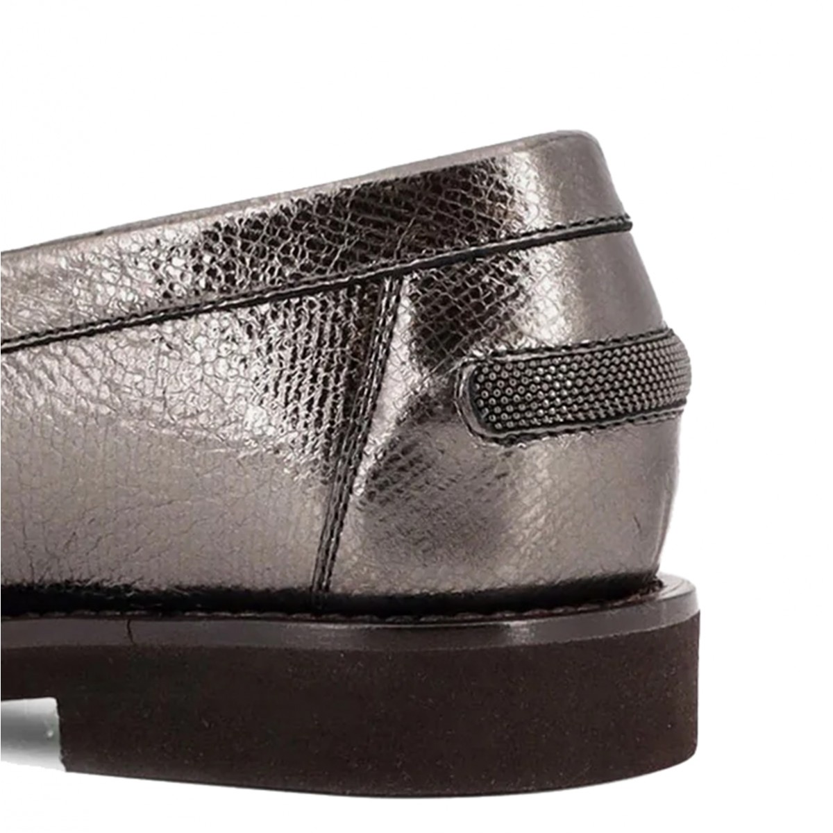 SILVER LEATHER PENNY LOAFERS