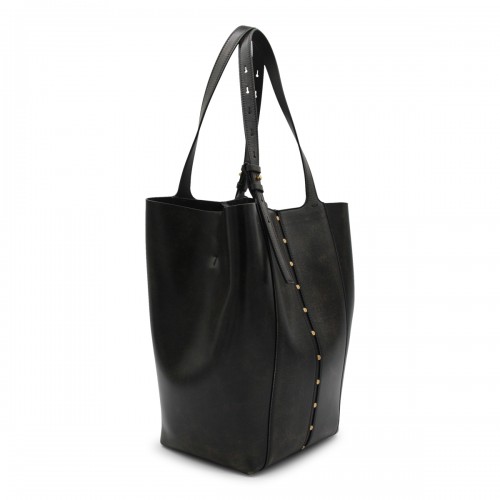 BLACK LEATHER NORTH SOUTH TOTE