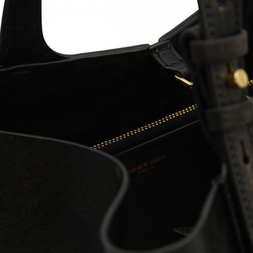 BLACK LEATHER NORTH SOUTH TOTE