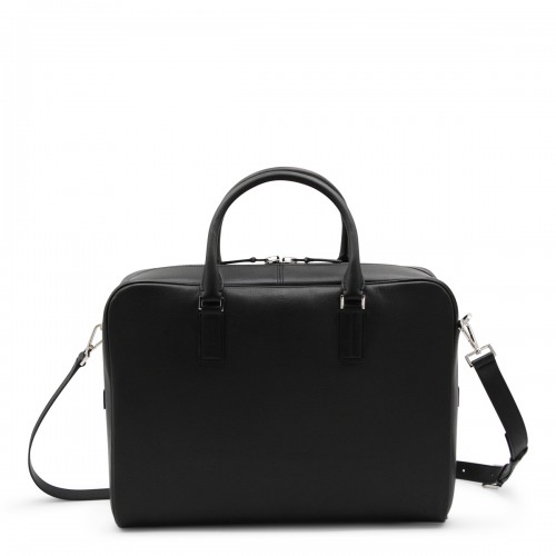 BLACK LEATHER TOP HANDLE BAG