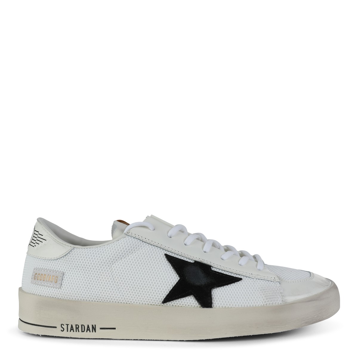 WHITE AND BLACK LEATHER STARDAN SNEAKERS