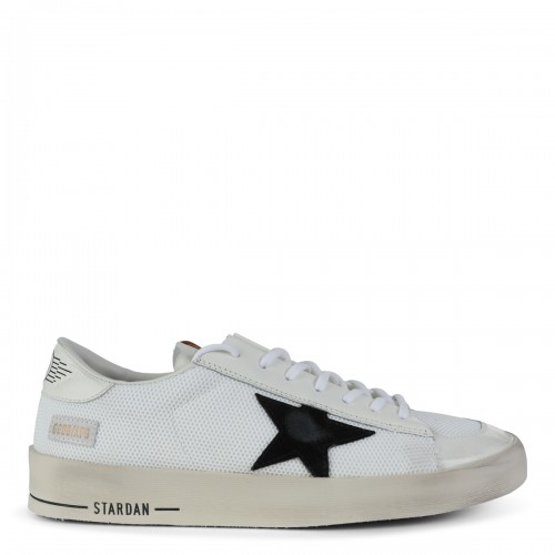 WHITE AND BLACK LEATHER STARDAN SNEAKERS
