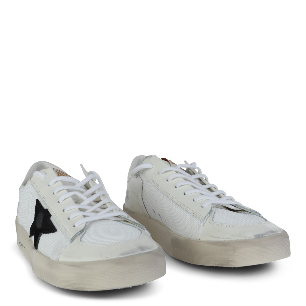 WHITE AND BLACK LEATHER STARDAN SNEAKERS
