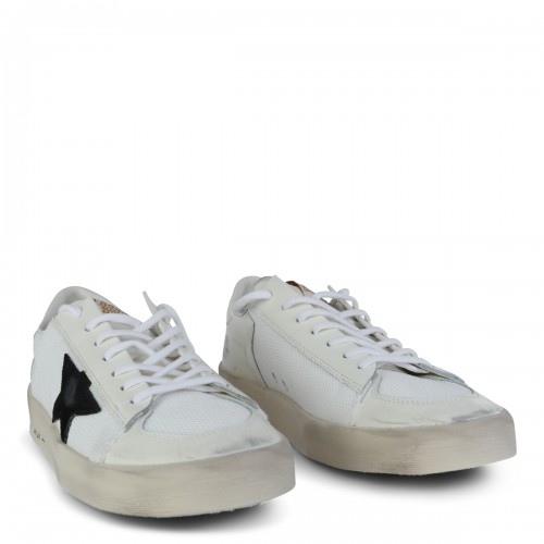 WHITE AND BLACK LEATHER STARDAN SNEAKERS