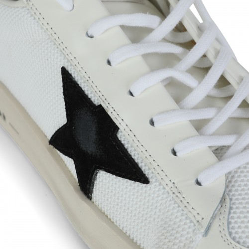 WHITE AND BLACK LEATHER STARDAN SNEAKERS