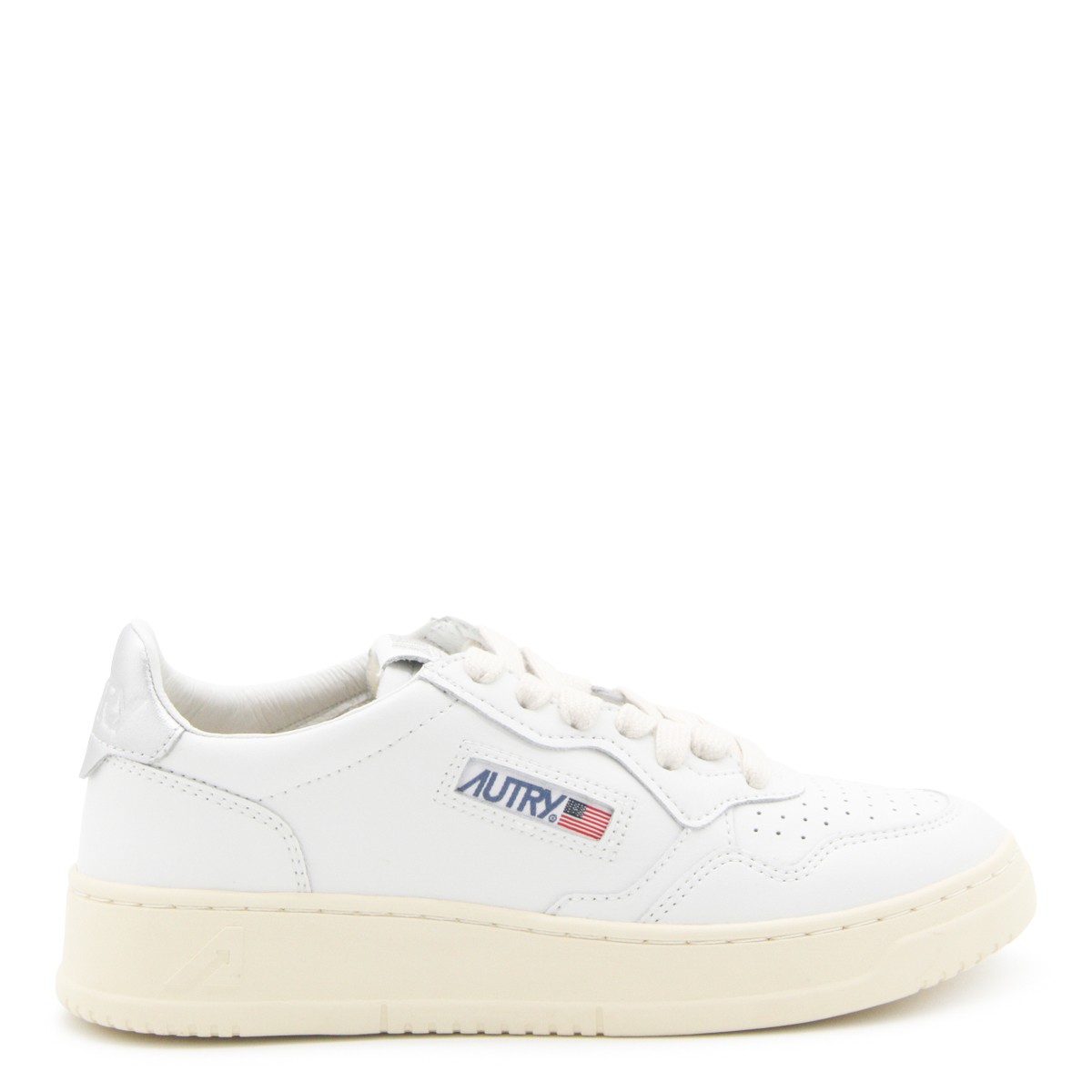 WHITE AND SILVER LEATHER 01 LOW TOP...