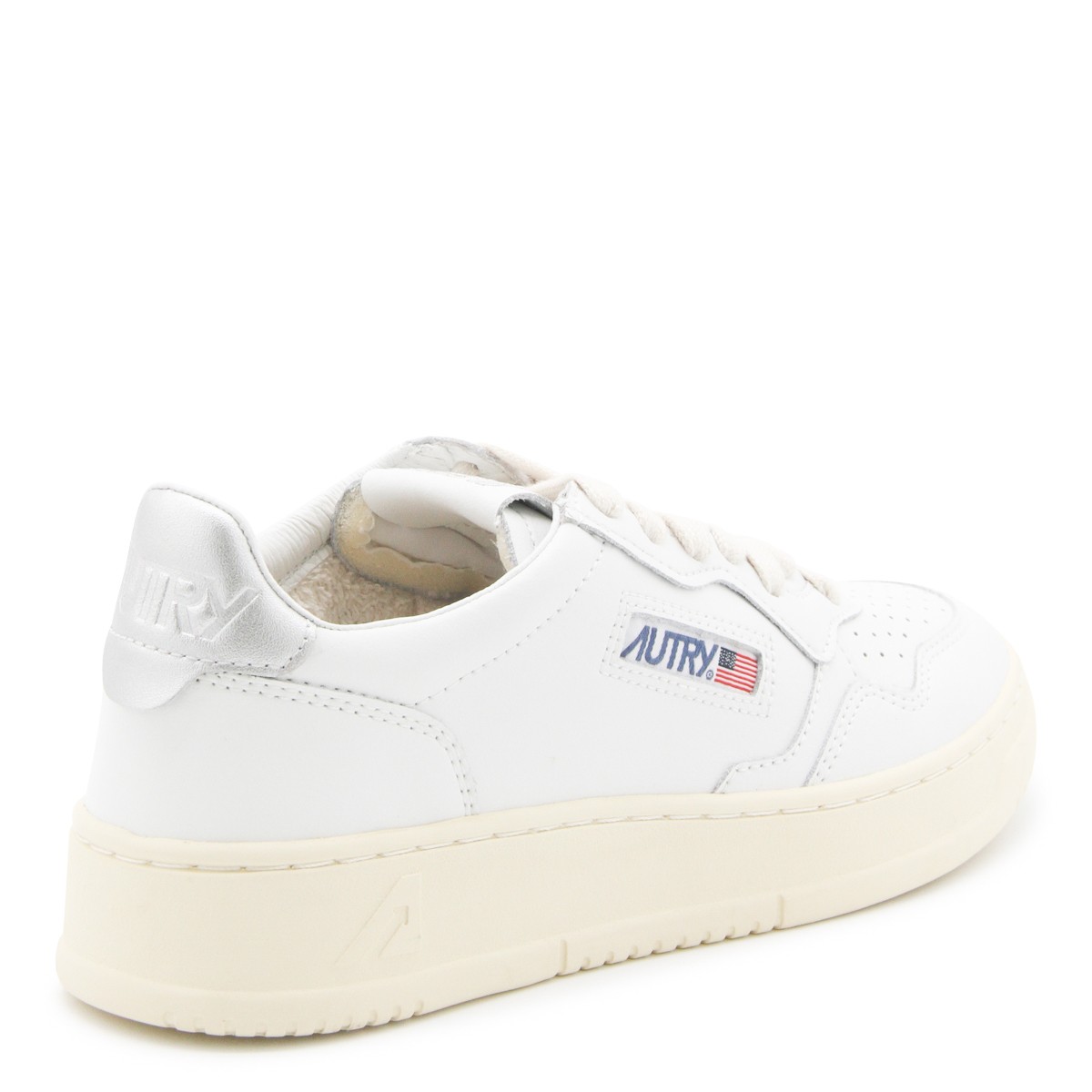 WHITE AND SILVER LEATHER 01 LOW TOP...