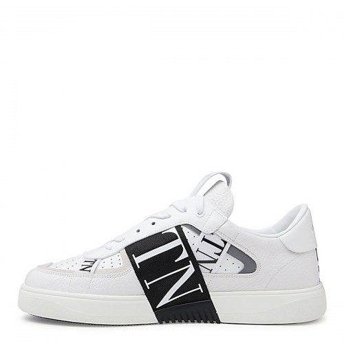WHITE AND BLACK LEATHER VL7N SNEAKERS