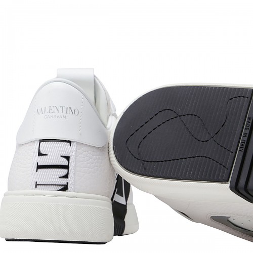 WHITE AND BLACK LEATHER VL7N SNEAKERS