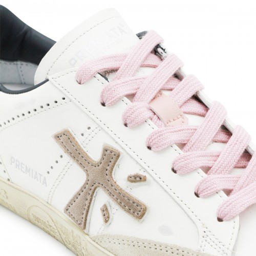 WHITE LEATHER STEVEND SNEAKERS