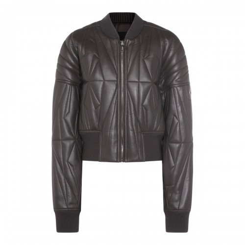 DARK GREY GEOCAMO LEATHER JACKET