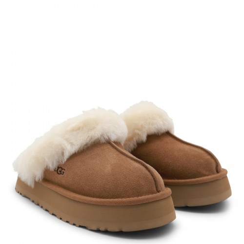 GREY SUEDE DISQUETTE SLIPPERS