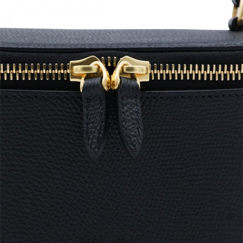 BLACK LEATHER MINI VANITY BAG