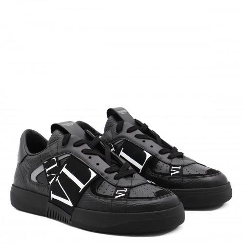 BLACK LEATHER VL7N SNEAKERS 2