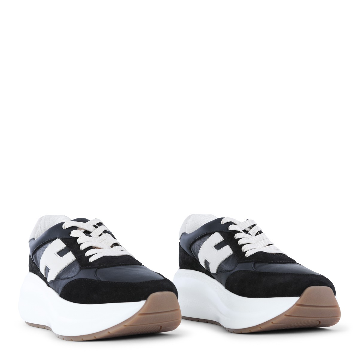 BLACK LEATHER MAXI ACTIVE SNEAKERS