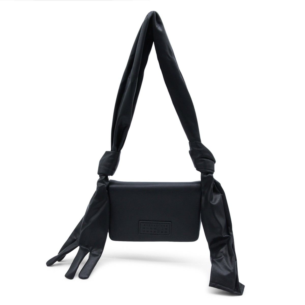 BLACK LEATHER GLOVE SHOULDER BAG
