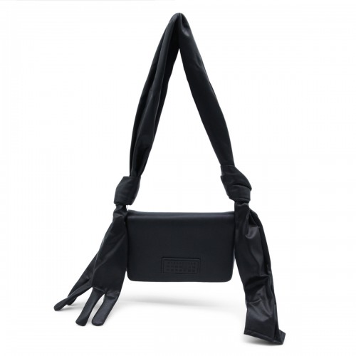 BLACK LEATHER GLOVE SHOULDER BAG