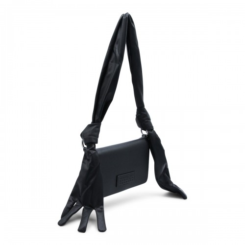 BLACK LEATHER GLOVE SHOULDER BAG