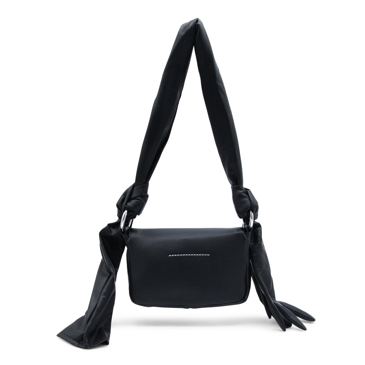 BLACK LEATHER GLOVE SHOULDER BAG