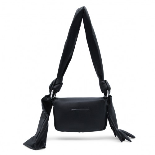 BLACK LEATHER GLOVE SHOULDER BAG