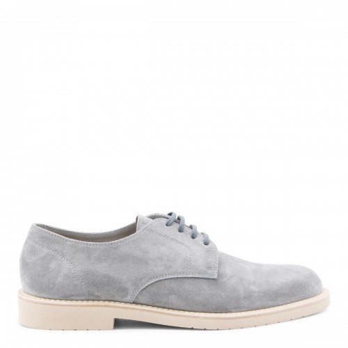 GREY LEATHER LACE UP SHOES