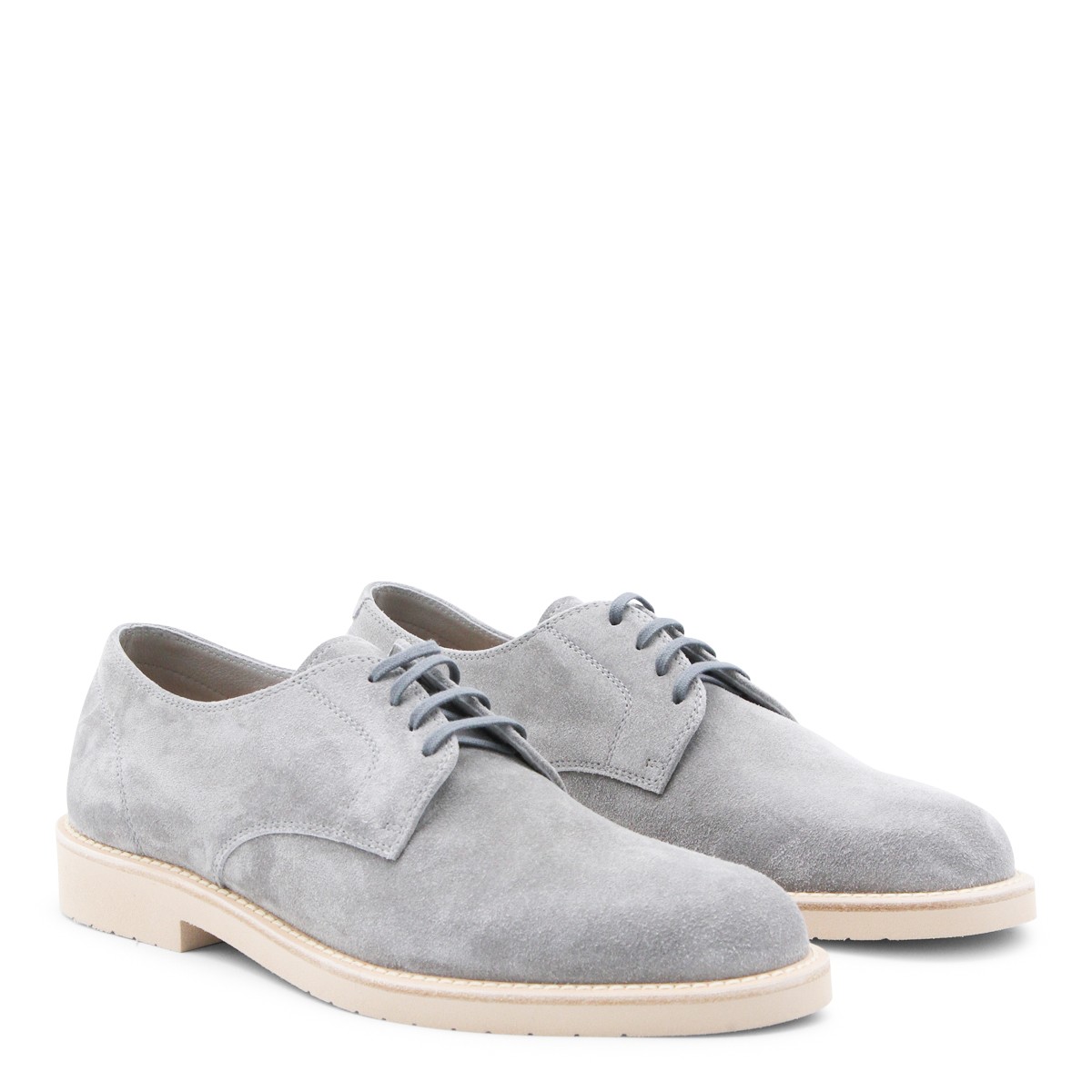 GREY LEATHER LACE UP SHOES