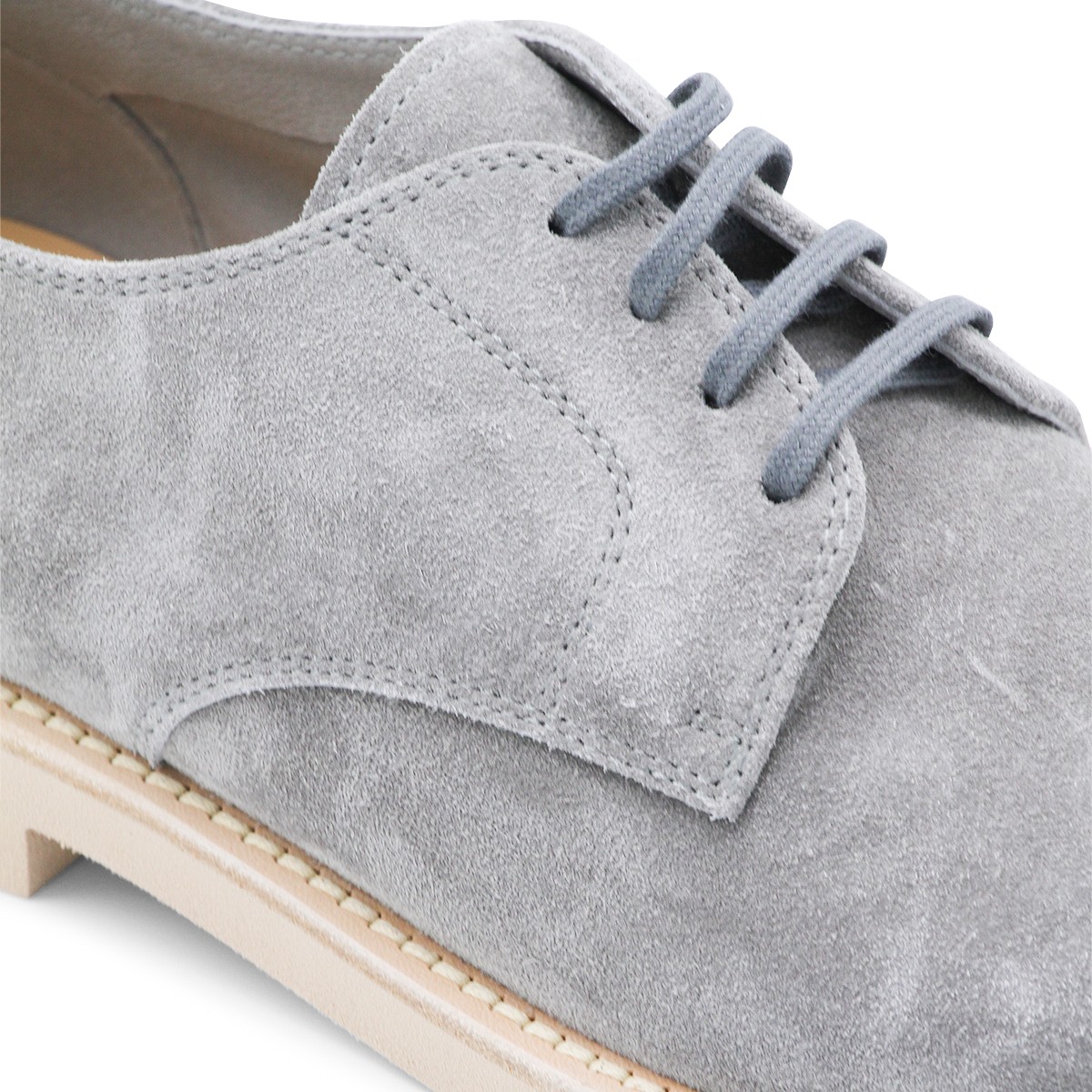 GREY LEATHER LACE UP SHOES