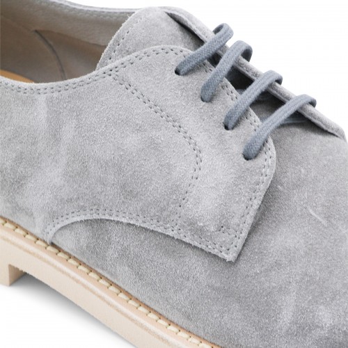GREY LEATHER LACE UP SHOES