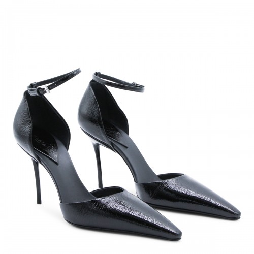 BLACK LEATHER D'ORSAY 90 PUMPS