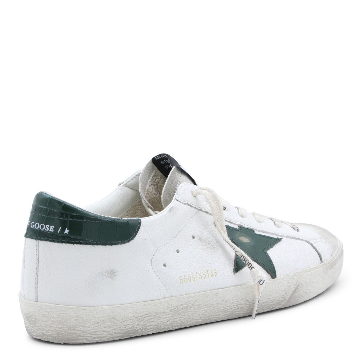 WHITE AND GREEN LEATHER SUPERSTAR...