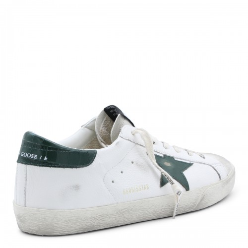 WHITE AND GREEN LEATHER SUPERSTAR SNEAKERS