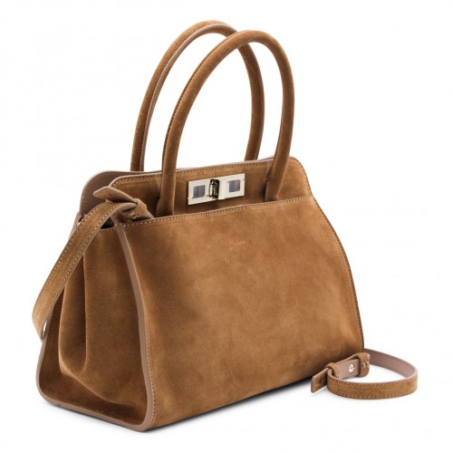 BROWN SUEDE TOP HANDLE BAG 2