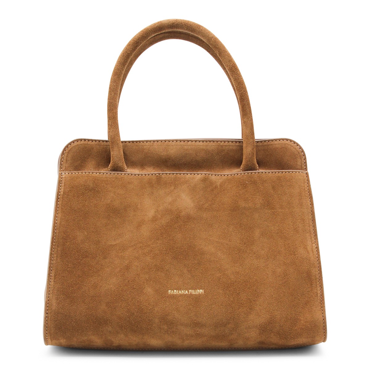 BROWN SUEDE TOP HANDLE BAG