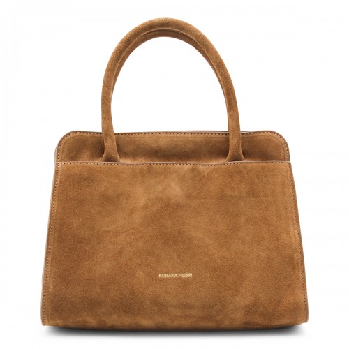 BROWN SUEDE TOP HANDLE BAG