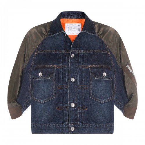 BLUE DENIM AND BROWN JACKET