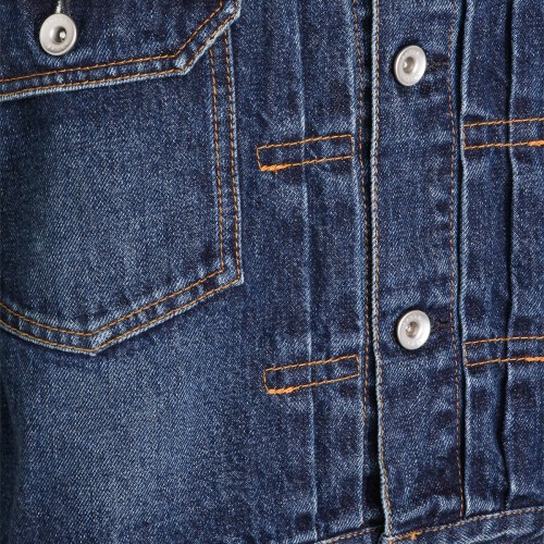 BLUE DENIM AND BROWN JACKET