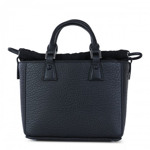 BLACK LEATHER 5AC HORIZONTAL SATCHEL