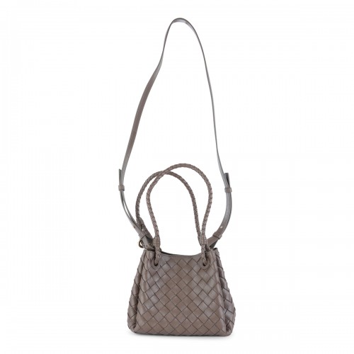 GREY LEATHER PARACHUTE SMALL SHOULDER BAG