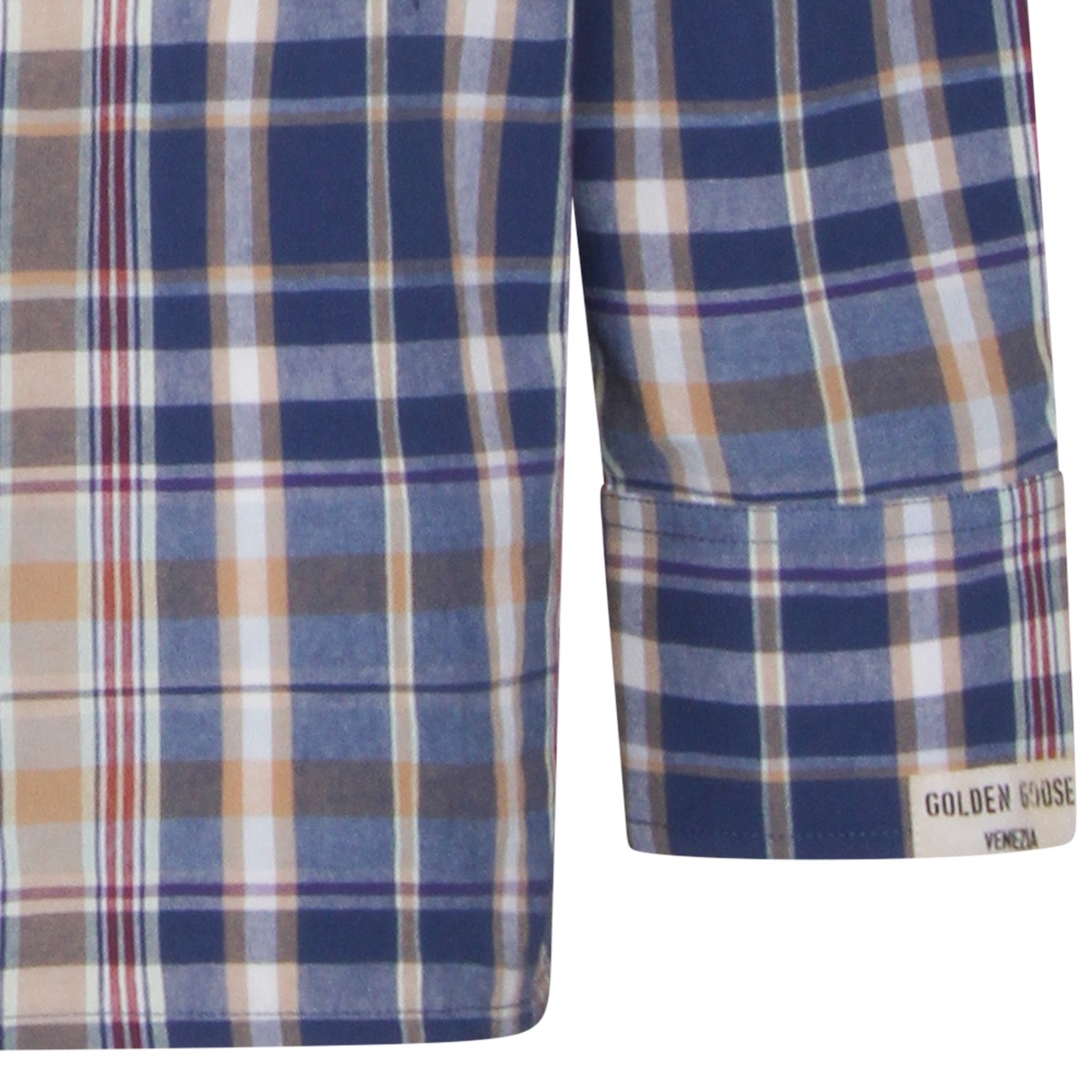 BEIGE AND BLUE COTTON SHIRT