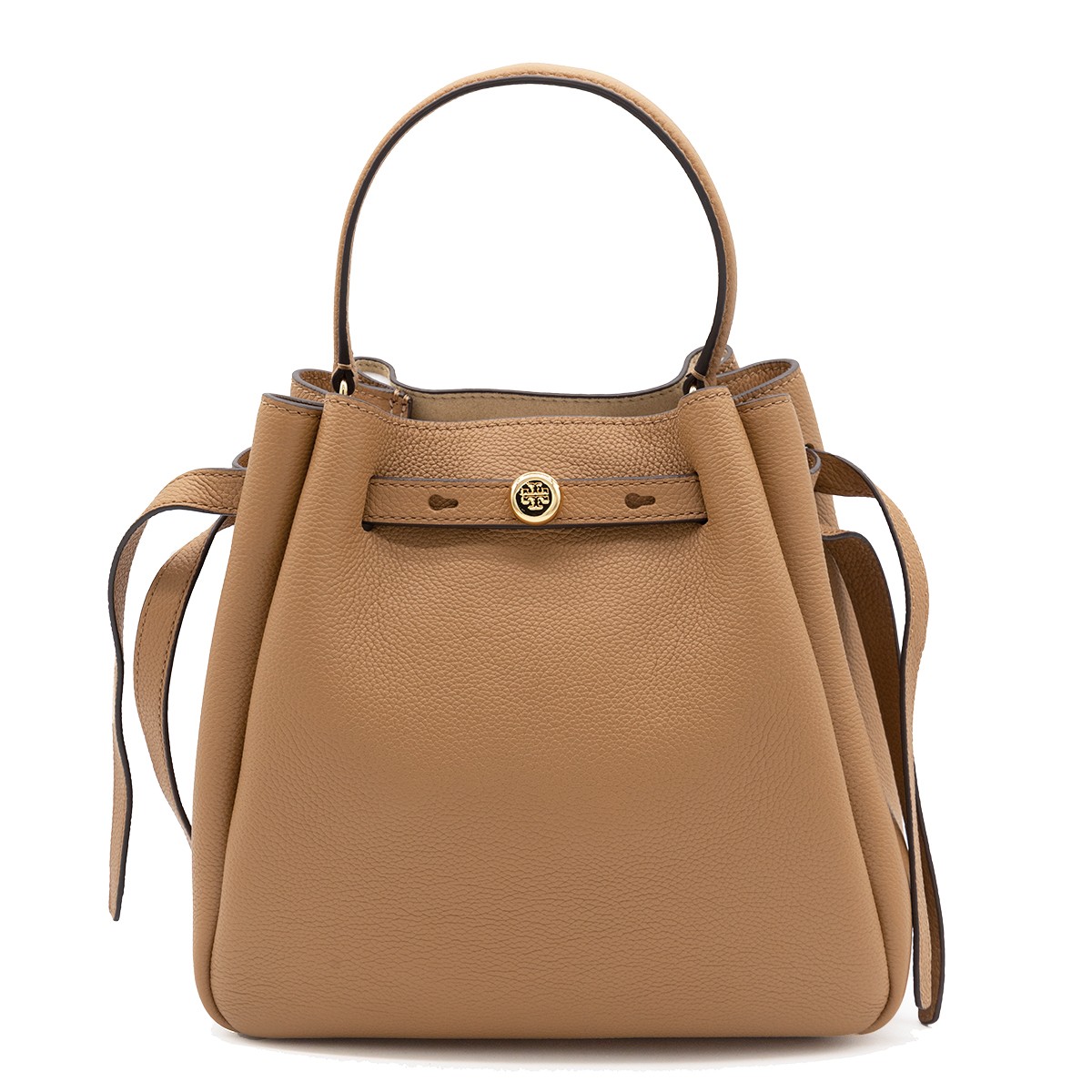 BROWN LEATHER ROMY BUCKET BAG