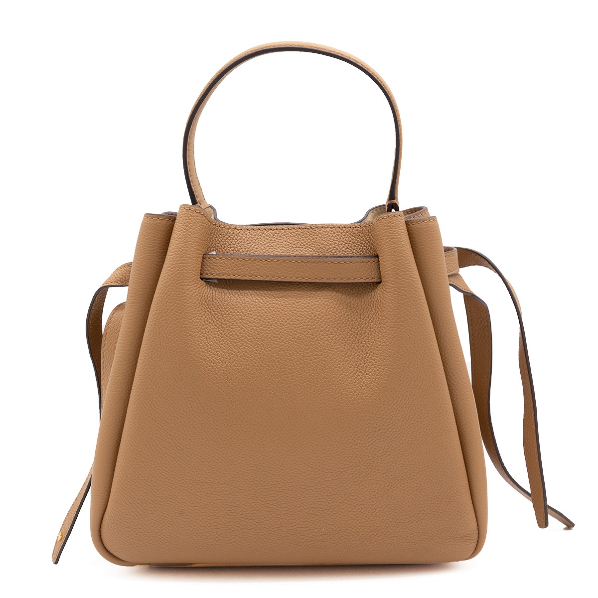 BROWN LEATHER ROMY BUCKET BAG