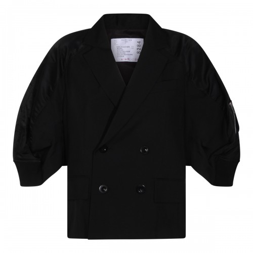 BLACK WOOL BLEND BLAZER