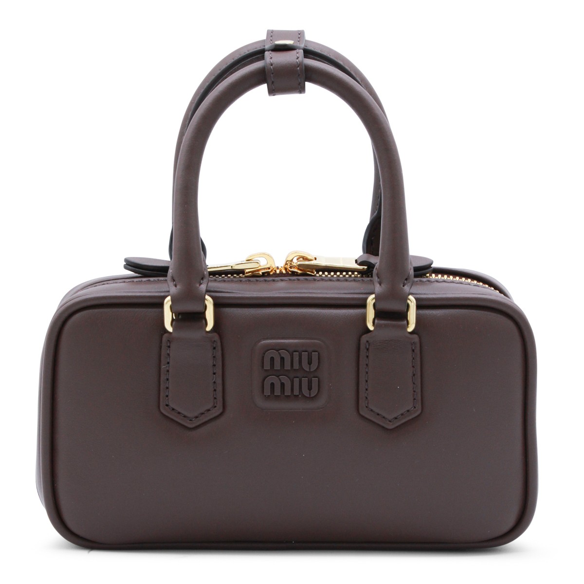 DARK BROWN LEATHER TOP HANDLE BAG