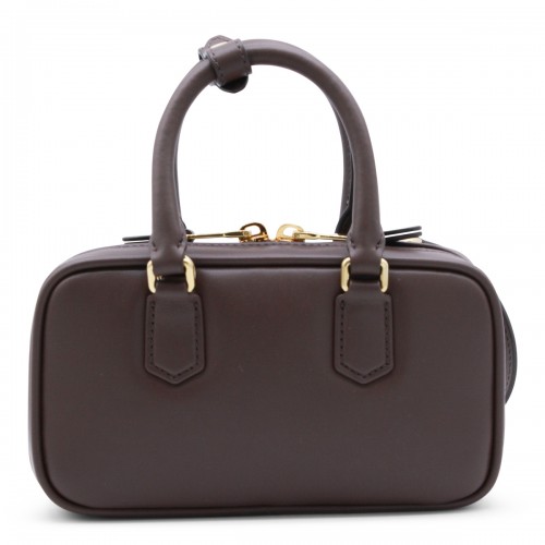 DARK BROWN LEATHER TOP HANDLE BAG