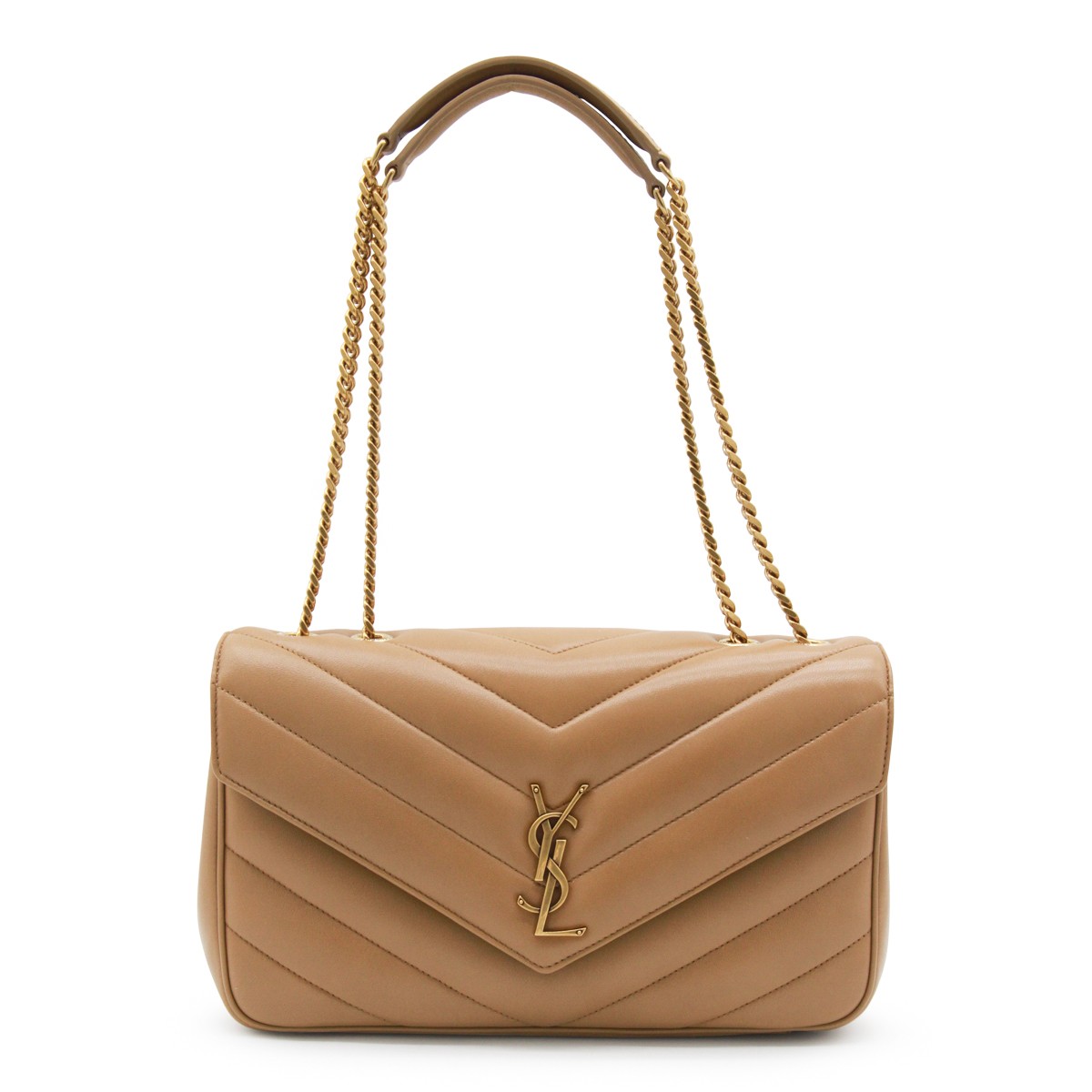 BROWN LEATHER LOULOU SHOULDER BAG