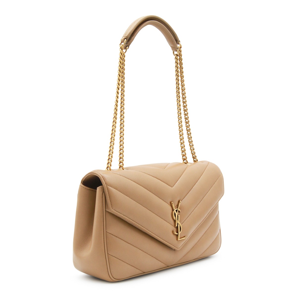 BROWN LEATHER LOULOU SHOULDER BAG