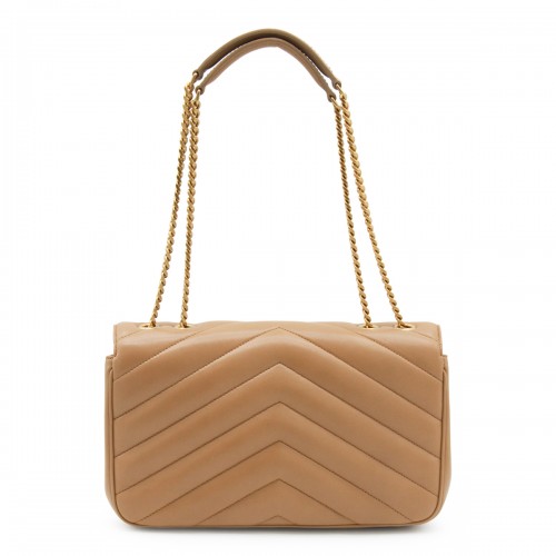 BROWN LEATHER LOULOU SHOULDER BAG