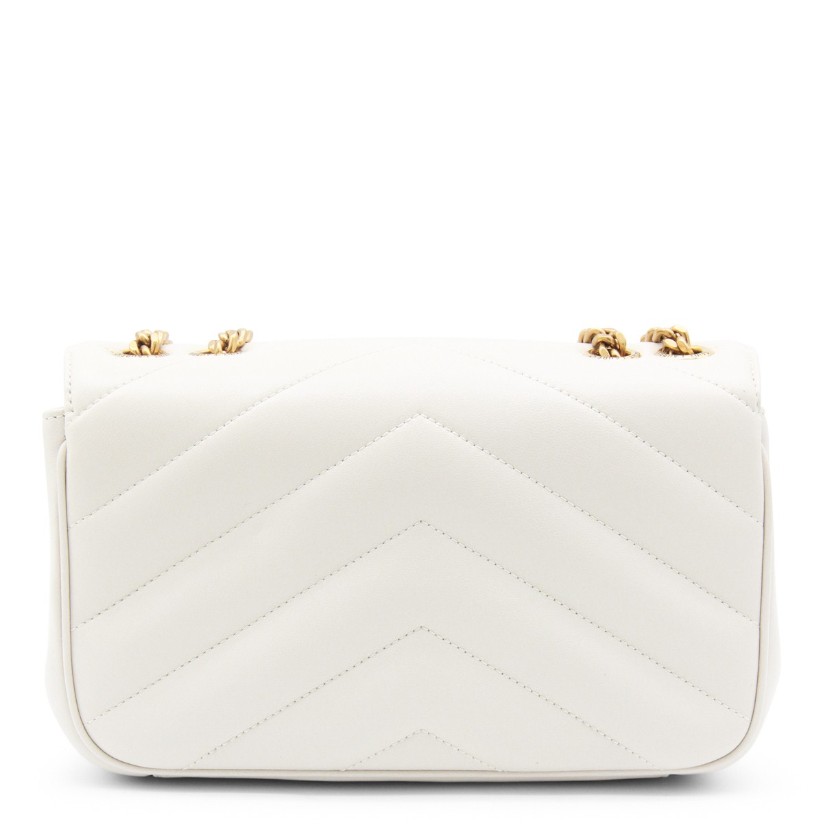 WHITE LEATHER LOULOU SHOULDER BAG